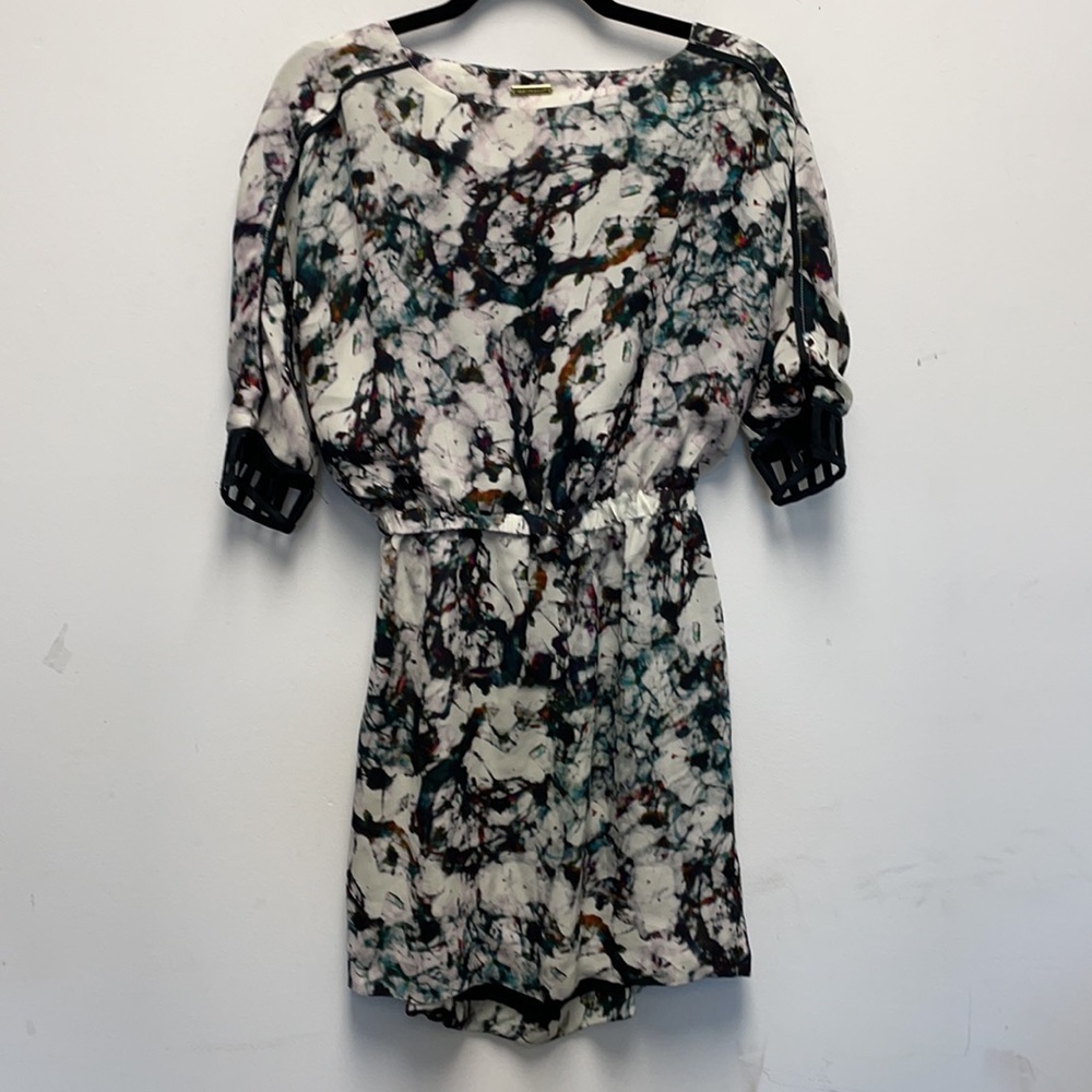 Rebecca Minkoff silk marble print open back cocktail dress - Picture 2 of 5